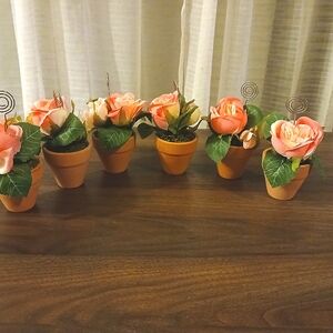 Tablescaping place card holders- set of 6 - silk flowerpots